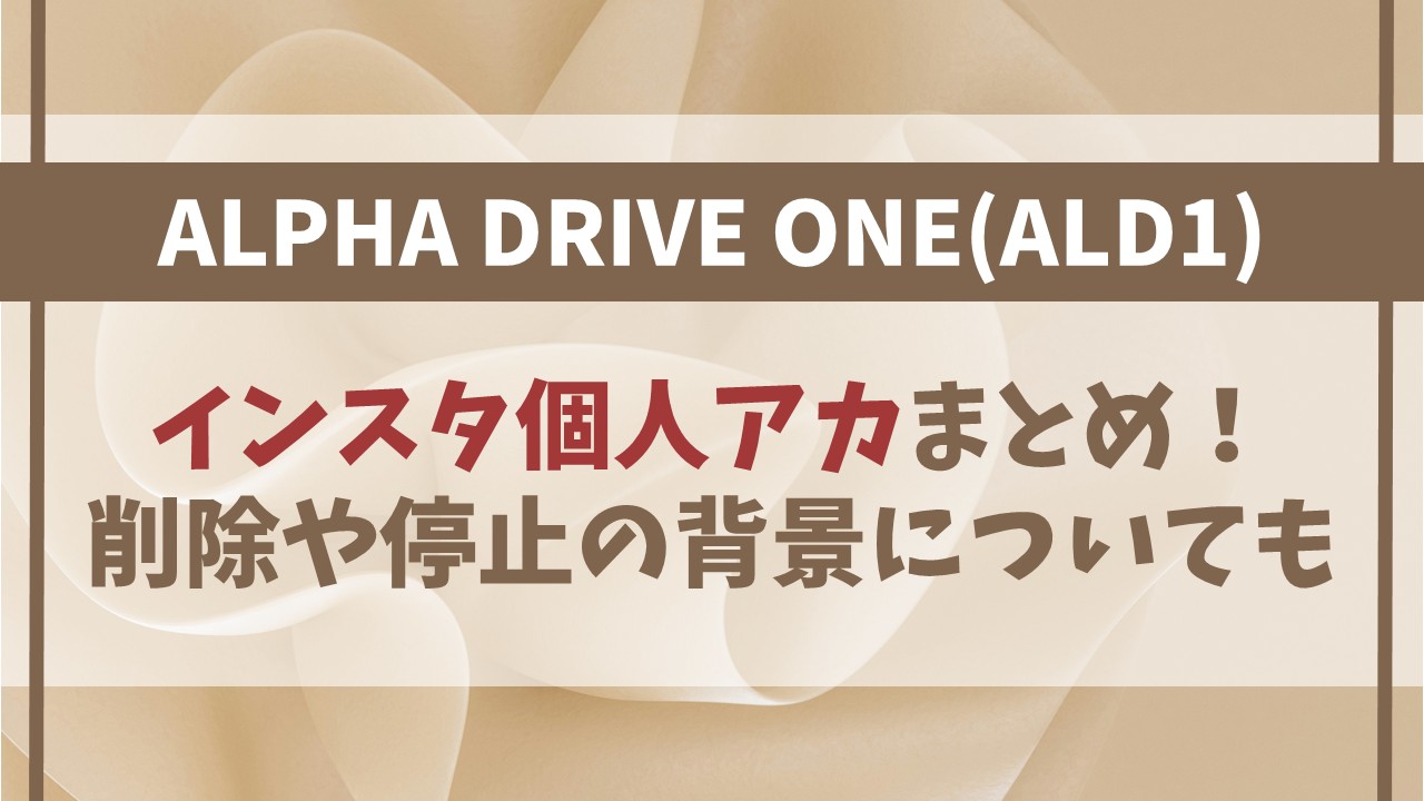 【ALD1】インスタ個人アカまとめ！削除や停止の背景についても